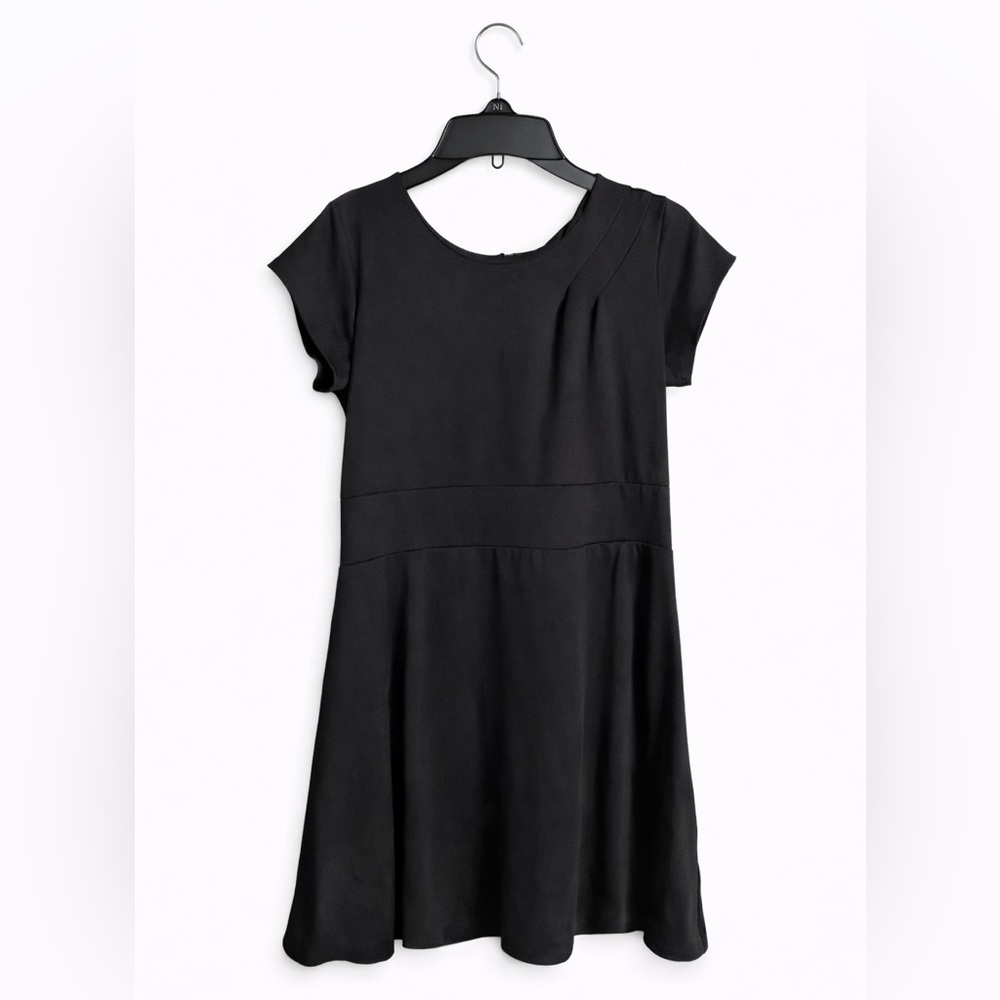 My Collection size large black flared dress with back zipper.